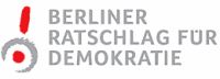 Logotype für den Berliner Ratschlag für Demokratie, Ausrufezeichen und Schriftzug